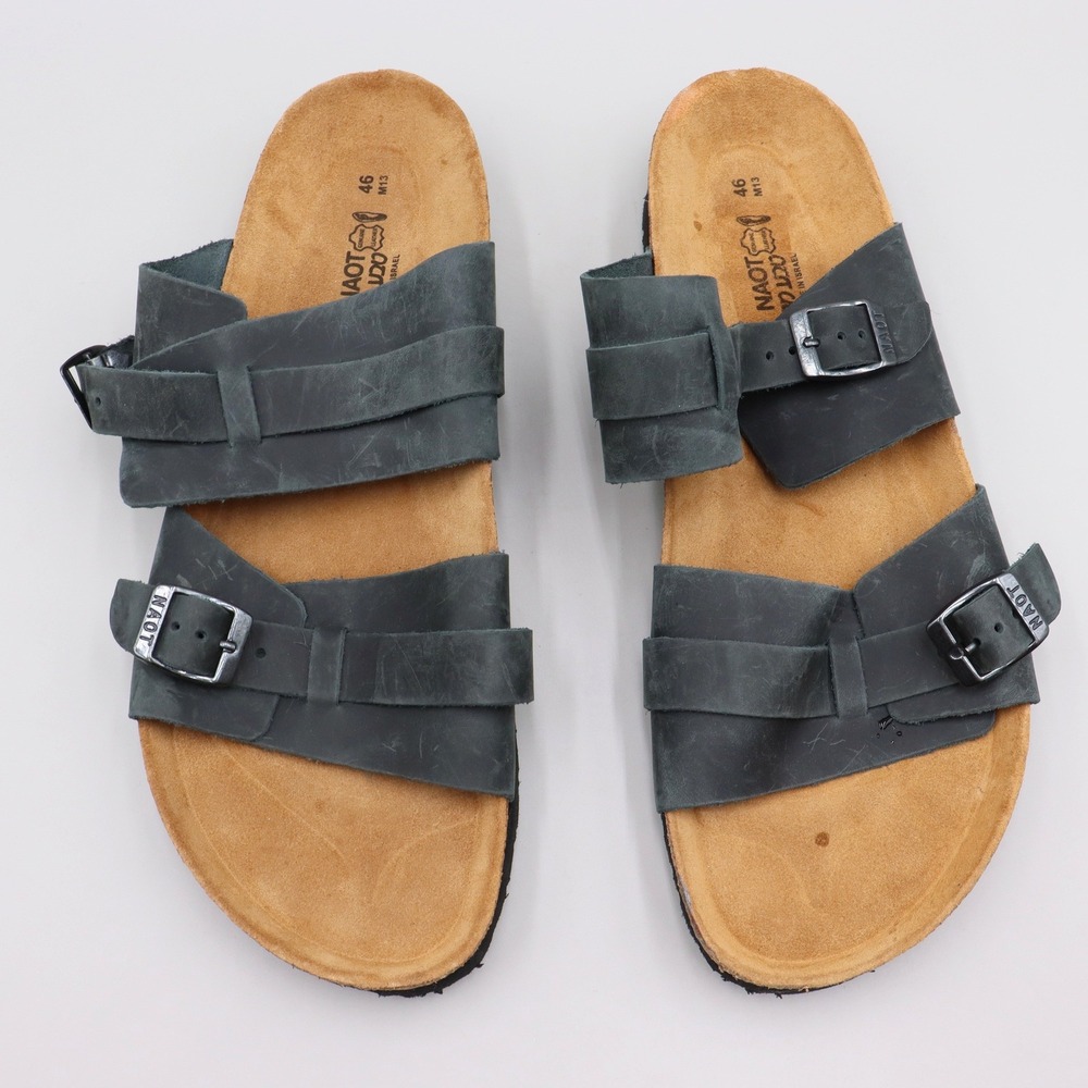 Naot Men's Santa Cruz Sandals Size EU 46 US 13 Gray Nubuck Leather Cork Soles